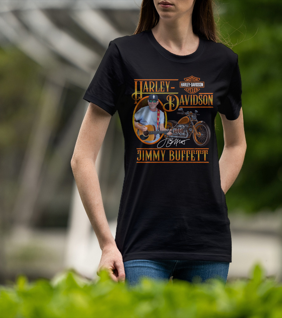 Harley Davidson Jimmy Buffett Motorcycle With Guitar And Signature T-Shirt