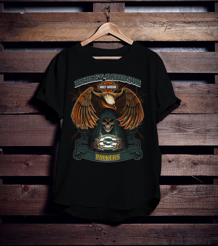 Harley Davidson Motor Cycles Packers Nfl Green Bay T-Shirt
