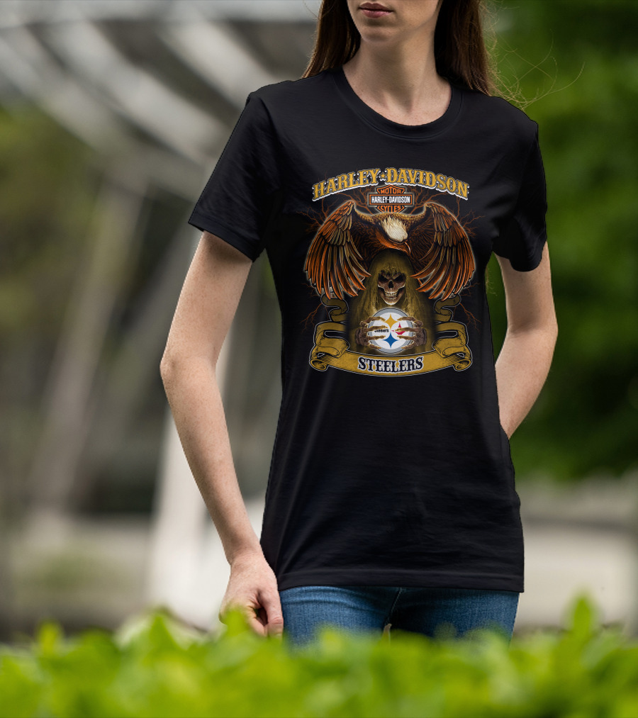 Harley Davidson Motorcycles Pittsburgh Steelers Nfl T-Shirt