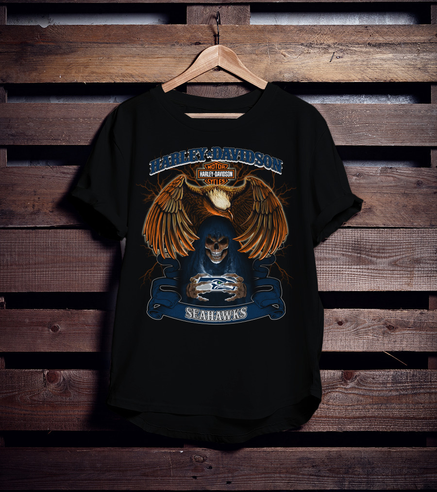 Harley Davidson Motor Cycles Seahawks Nfl T-Shirt