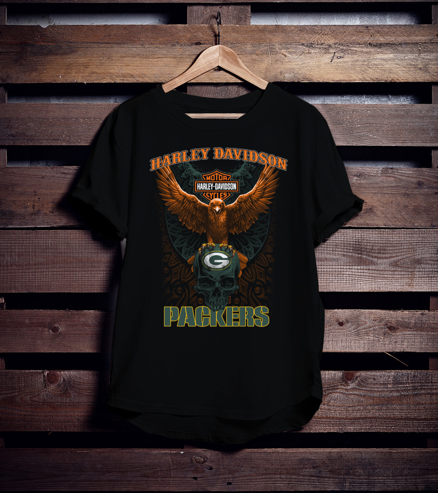 Harley Davidson Motorcycles Eagle Green Bay Packers T-Shirt