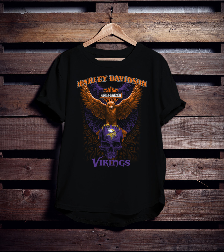 Harley Davidson Motorcycles Vikings Nfl T-Shirt