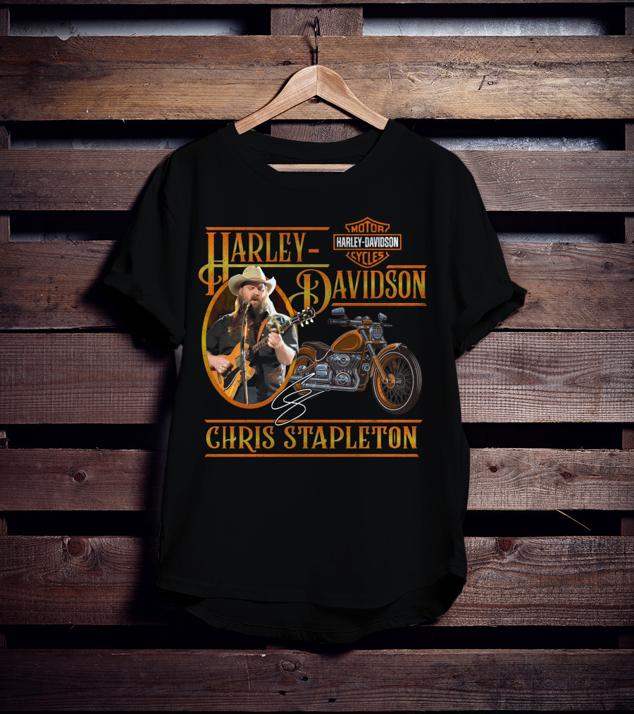 Harley Davidson Motor Cycles Chris Stapleton Guitar Motorcycle T-Shirt