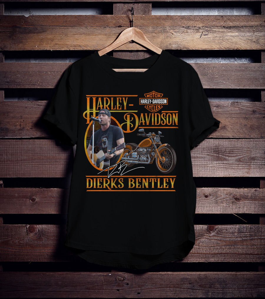 Harley Davidson Motor Cycles Dierks Bentley Signature And Motorcycle T-Shirt