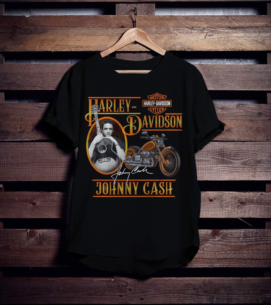 Johnny Cash Harley Davidson Motor Cycles T-Shirt