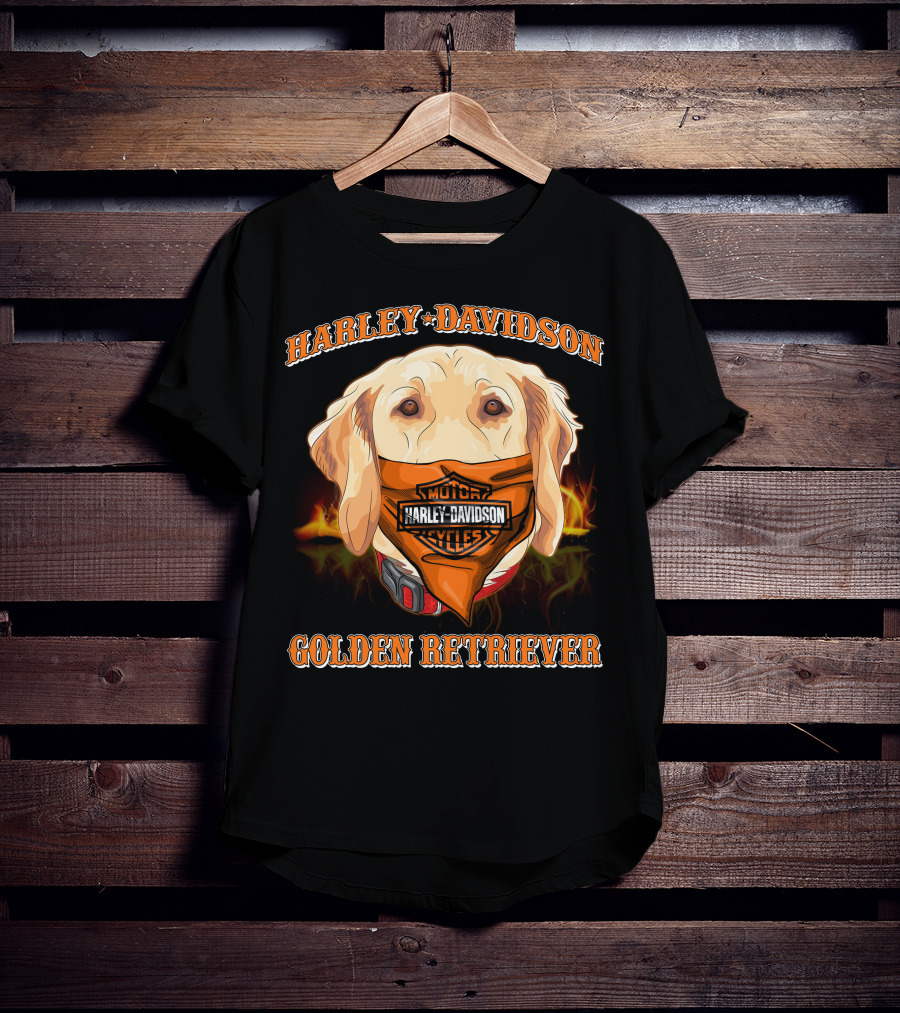 Harley Davidson Golden Retriever Bandana T-Shirt