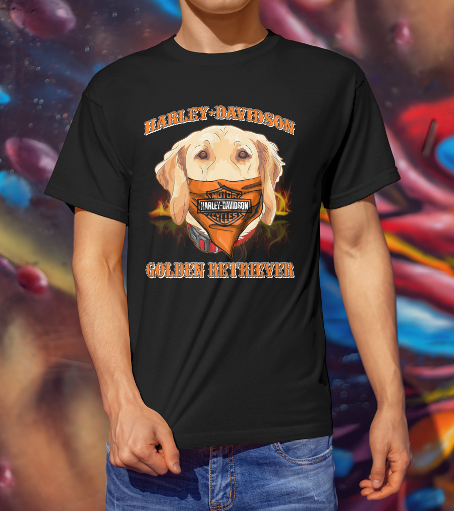 Harley Davidson Golden Retriever Bandana T-Shirt