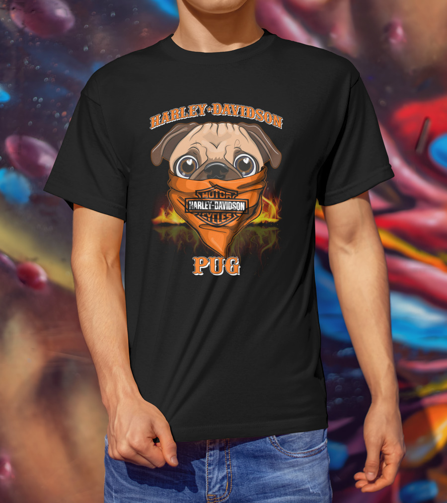 Harley Davidson Motor Cycles Pug T-Shirt