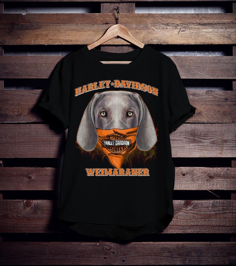 Harley Davidson Weimaraner Dog With Bandana T-Shirt
