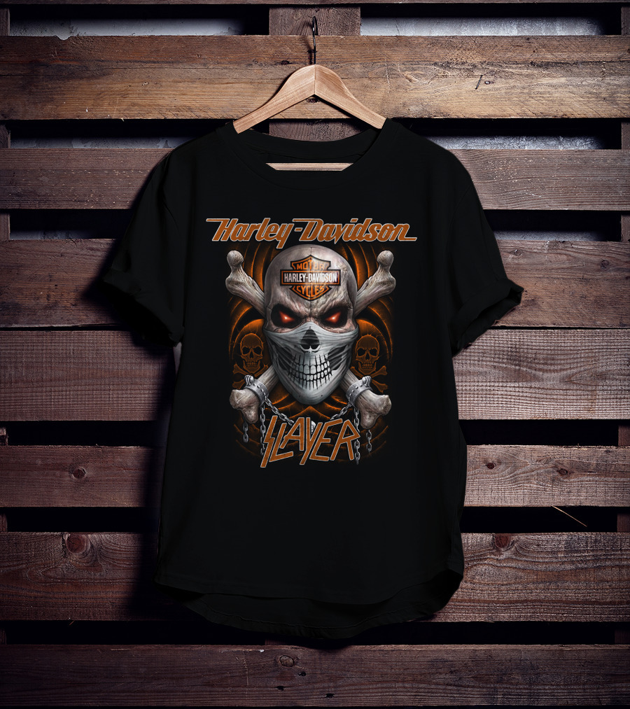 Harley Davidson Motor Cycles Slayer Skull Chains T-Shirt