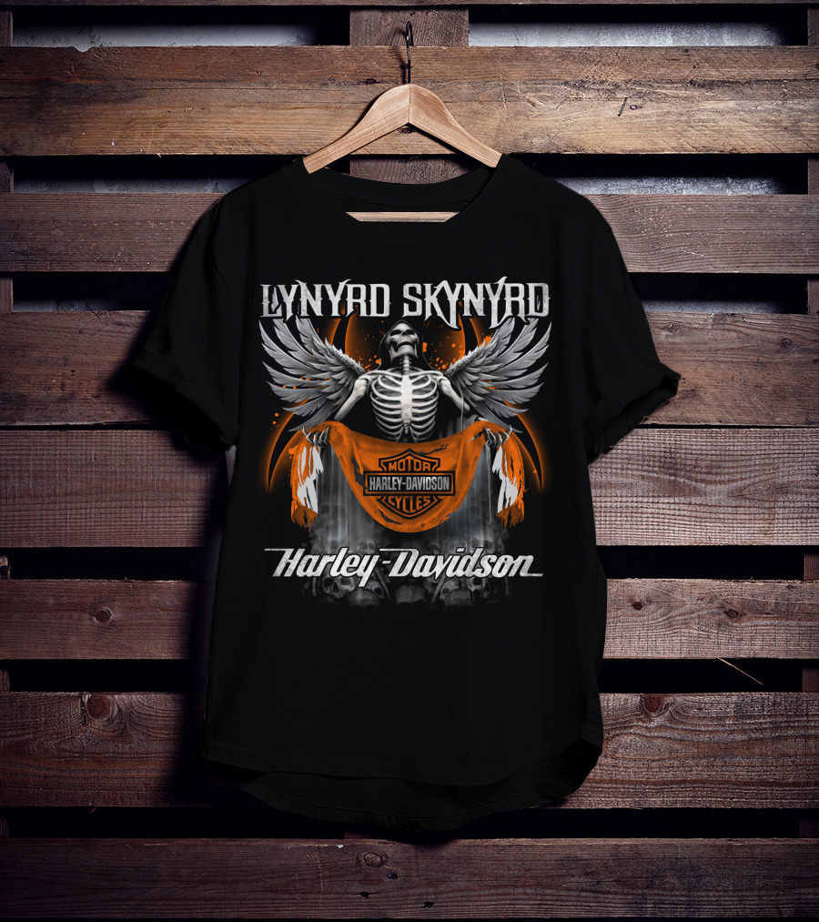 Lynyrd Skynyrd Harley Davidson Skeleton Wings Fusion T-Shirt