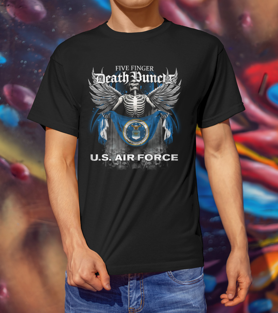 Five Finger Death Punch U.s. Air Force Skeleton Wings Flag T-Shirt