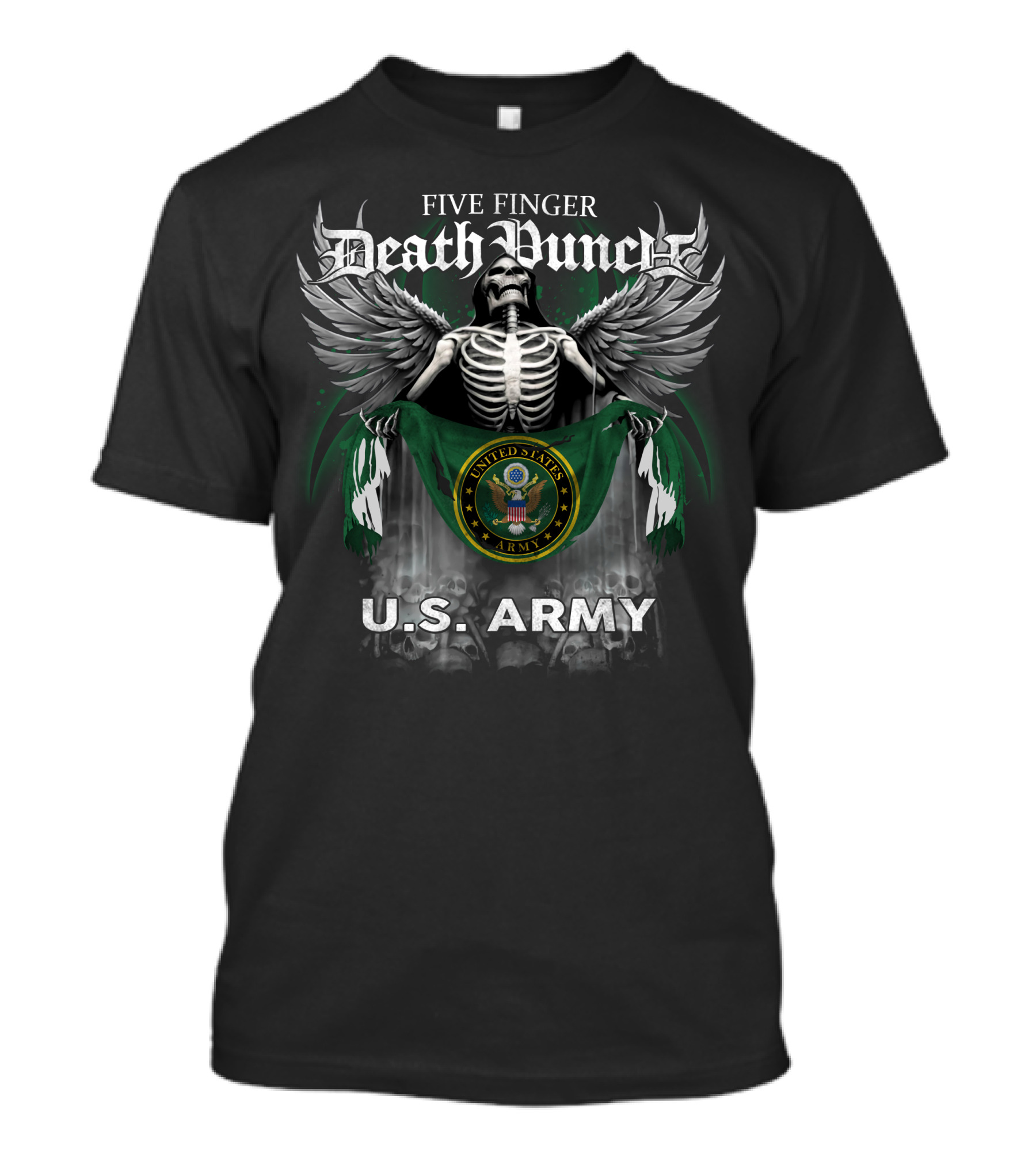 Five Finger Death Punch United States Army U.S. Army Skeleton And Wings Seal T-Shirt