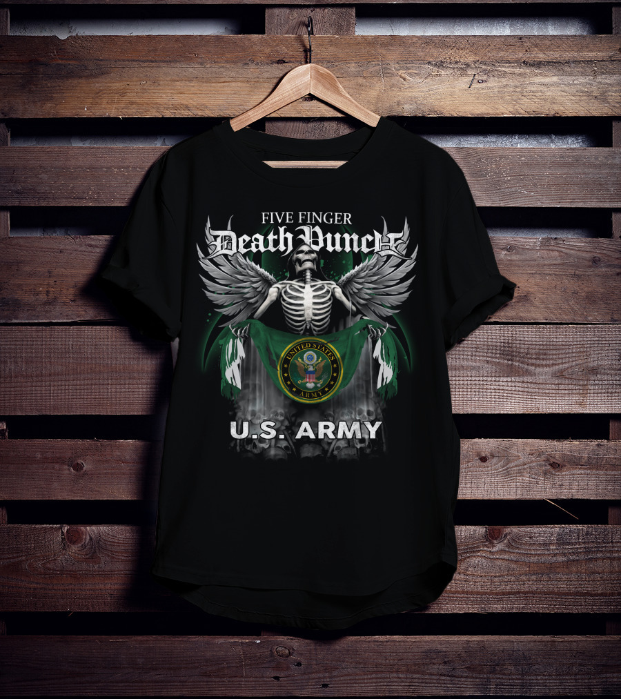 Five Finger Death Punch United States Army U.S. Army Skeleton And Wings Seal T-Shirt