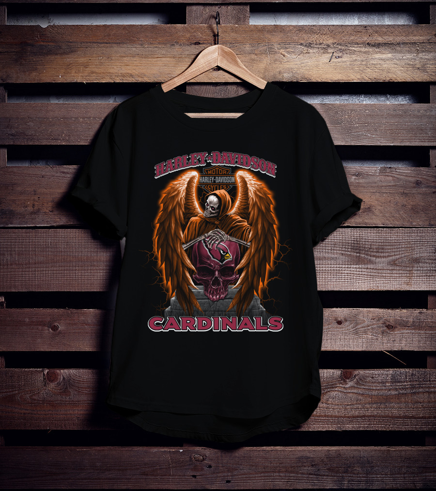 Harley Davidson Motor Cycles Arizona Cardinals Skull Wings T-Shirt