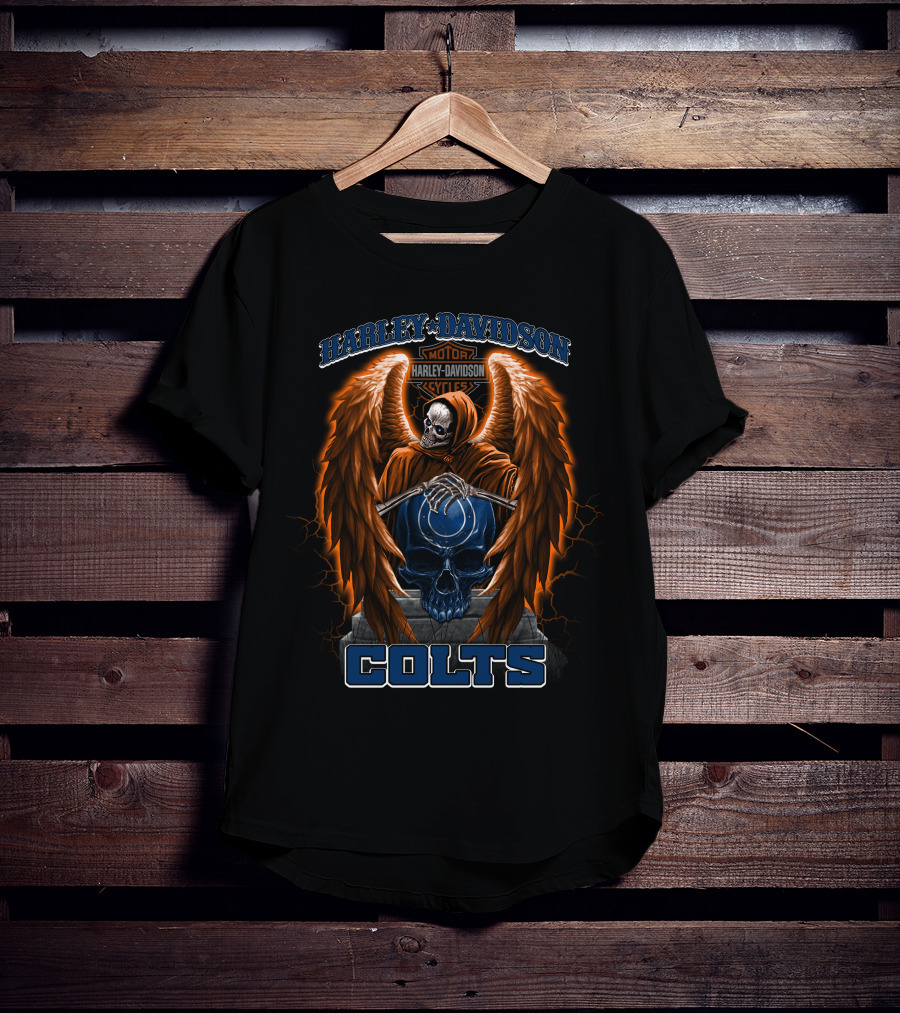 Harley Davidson Indianapolis Colts Nfl Grim Reaper Motorcycles T-Shirt