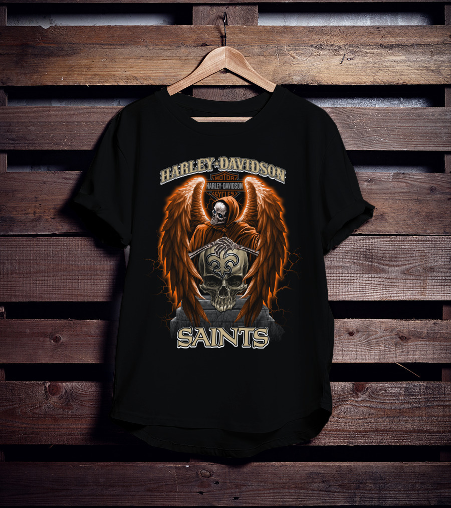 Harley Davidson Motorcycles New Orleans Saints Skull Reaper T-Shirt