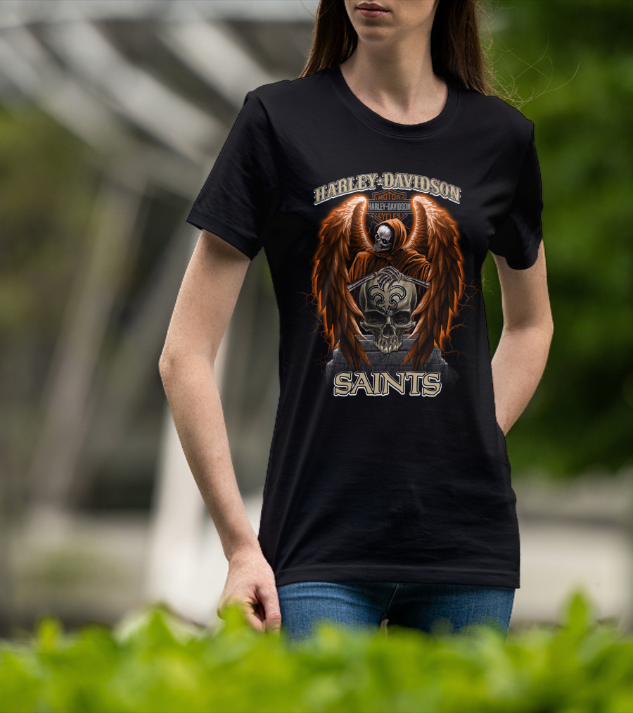 Harley Davidson Motorcycles New Orleans Saints Skull Reaper T-Shirt