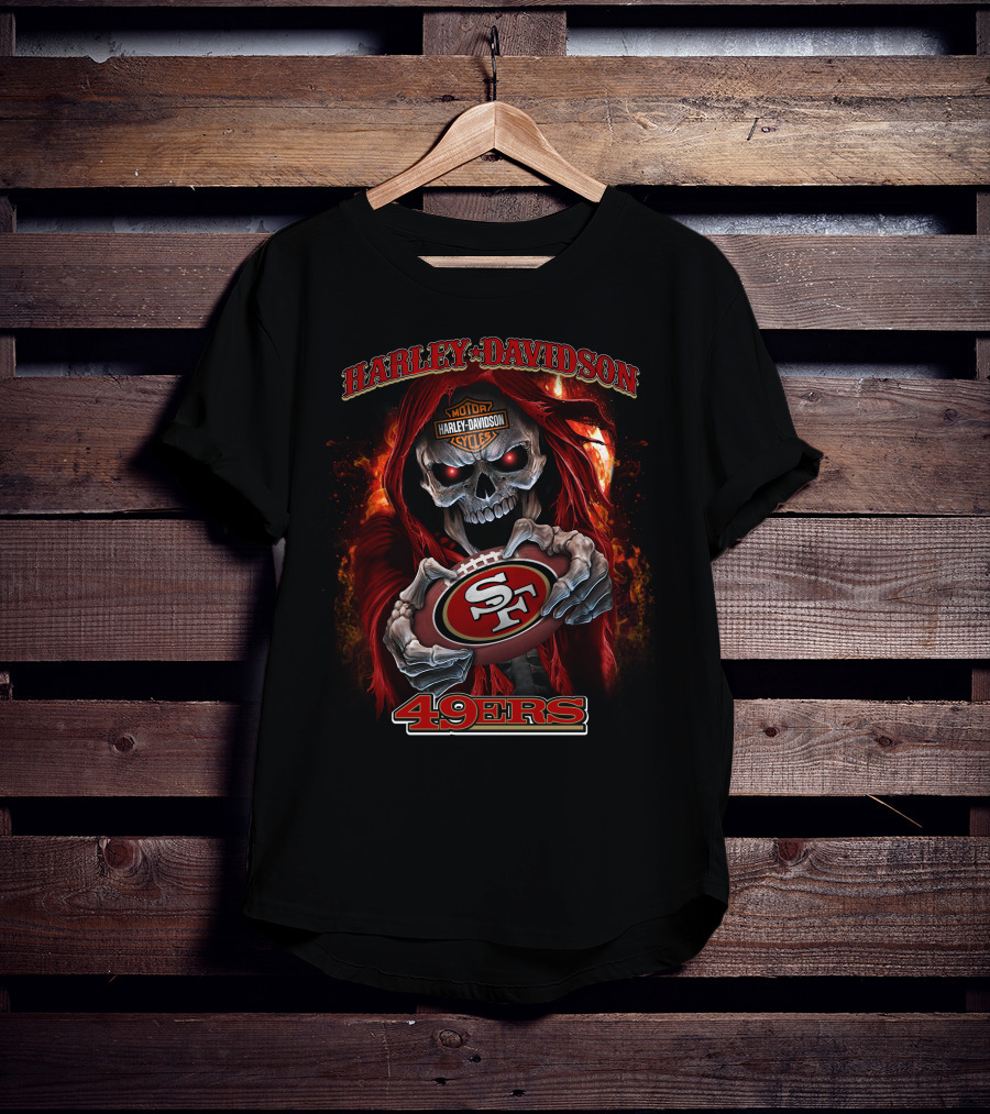 Harley Davidson 49ers Motor Cycles Skull T-Shirt