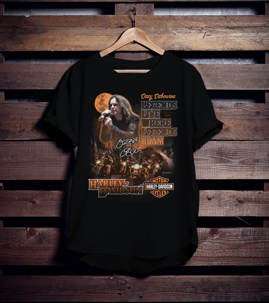 Ozzy Osbourne Legends Live Where Legends Roam Harley Davidson Motor Cycles T-Shirt