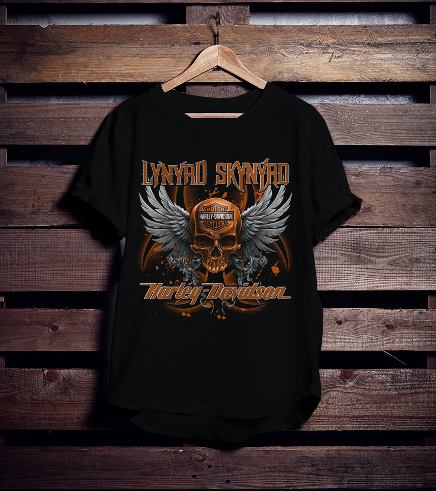 Lynyrd Skynyrd Harley Davidson Motorcycles Skull Wings T-Shirt