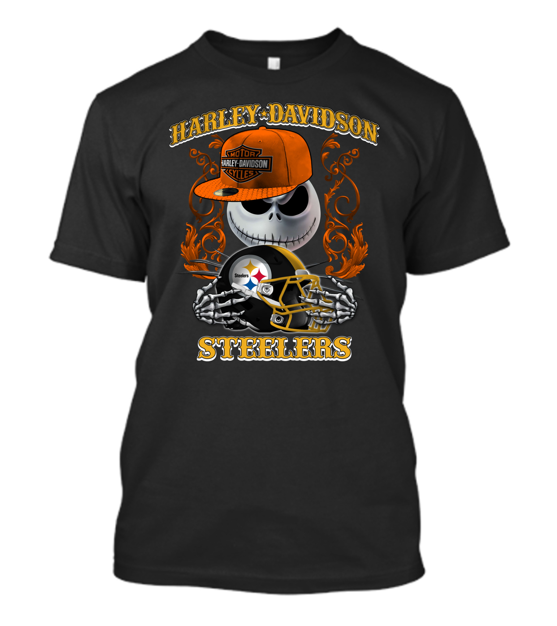 Harley Davidson Motor Cycles Steelers Jack Skellington T-Shirt