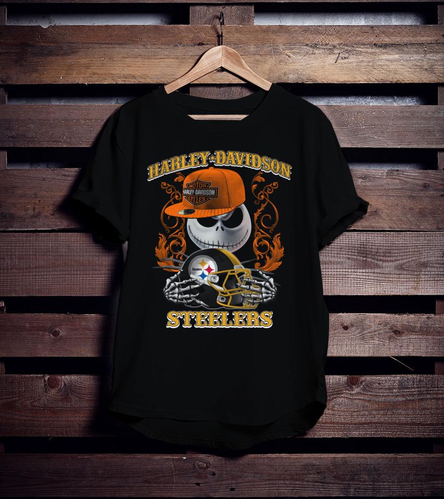 Harley Davidson Motor Cycles Steelers Jack Skellington T-Shirt