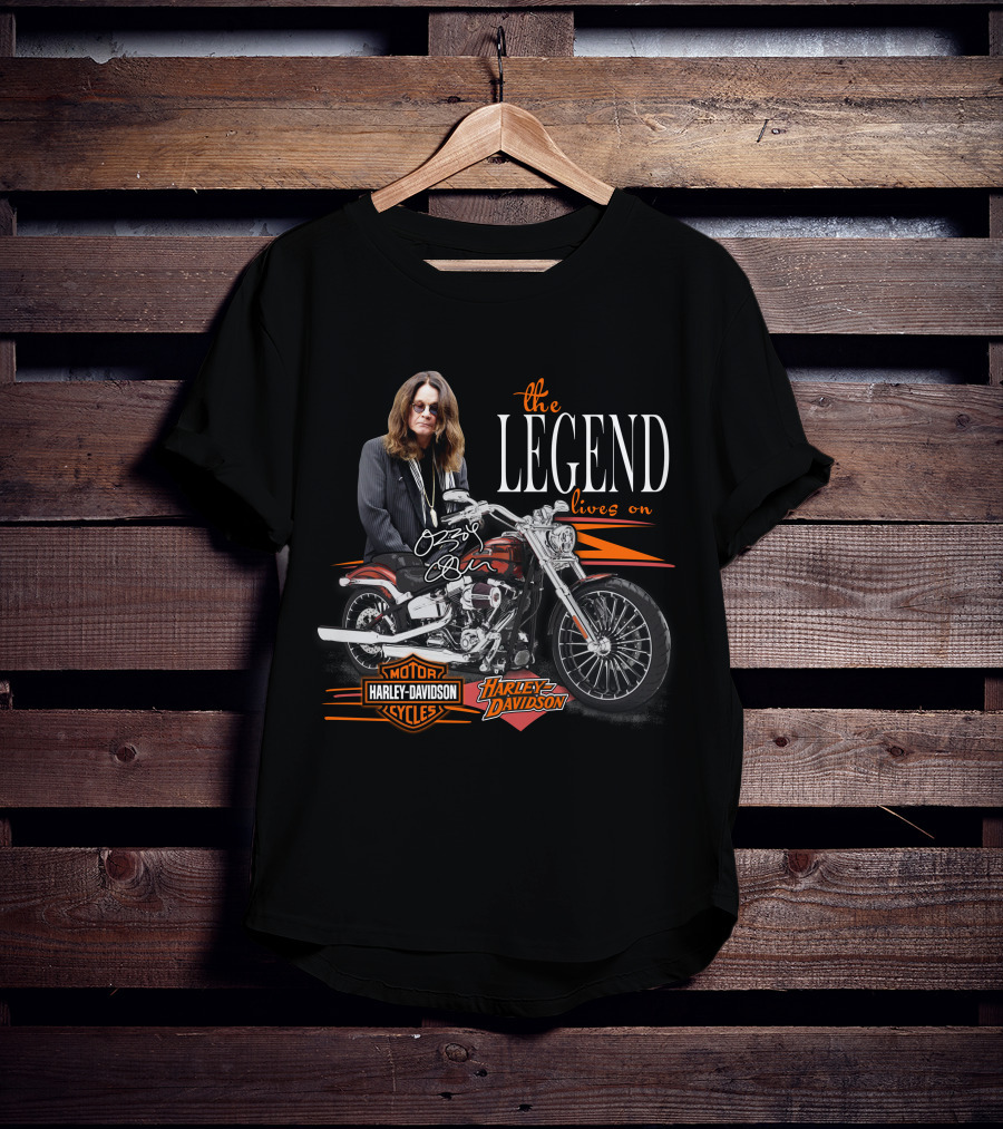 Ozzy Osbourne The Legend Lives On Harley Davidson Motorcycle T-Shirt