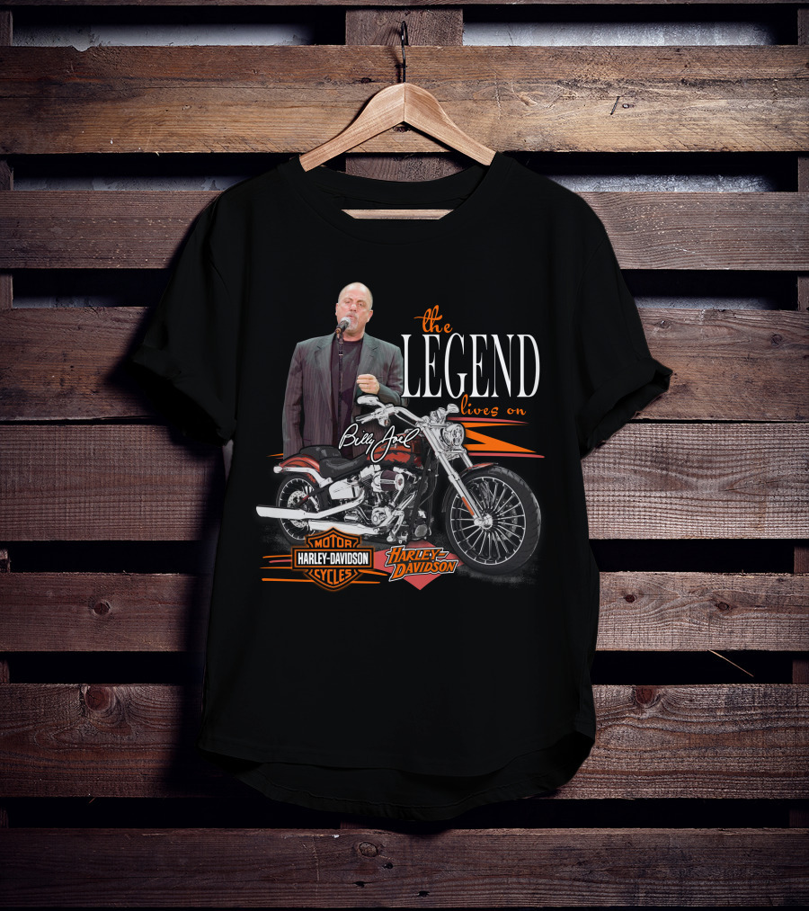 Billy Joel The Legend Lives On Harley Davidson Motorcycle T-Shirt