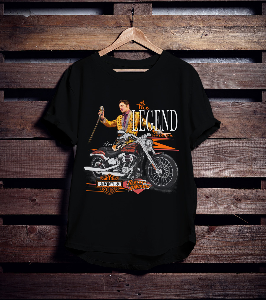 Elvis Presley The Legend Lives On Harley Davidson Motorcycle T-Shirt