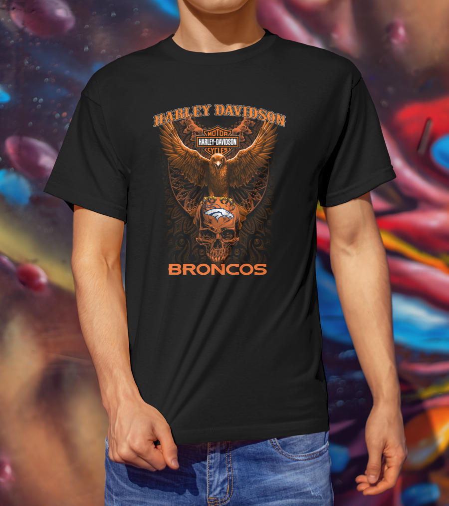 Harley Davidson Motorcycles Broncos T-Shirt