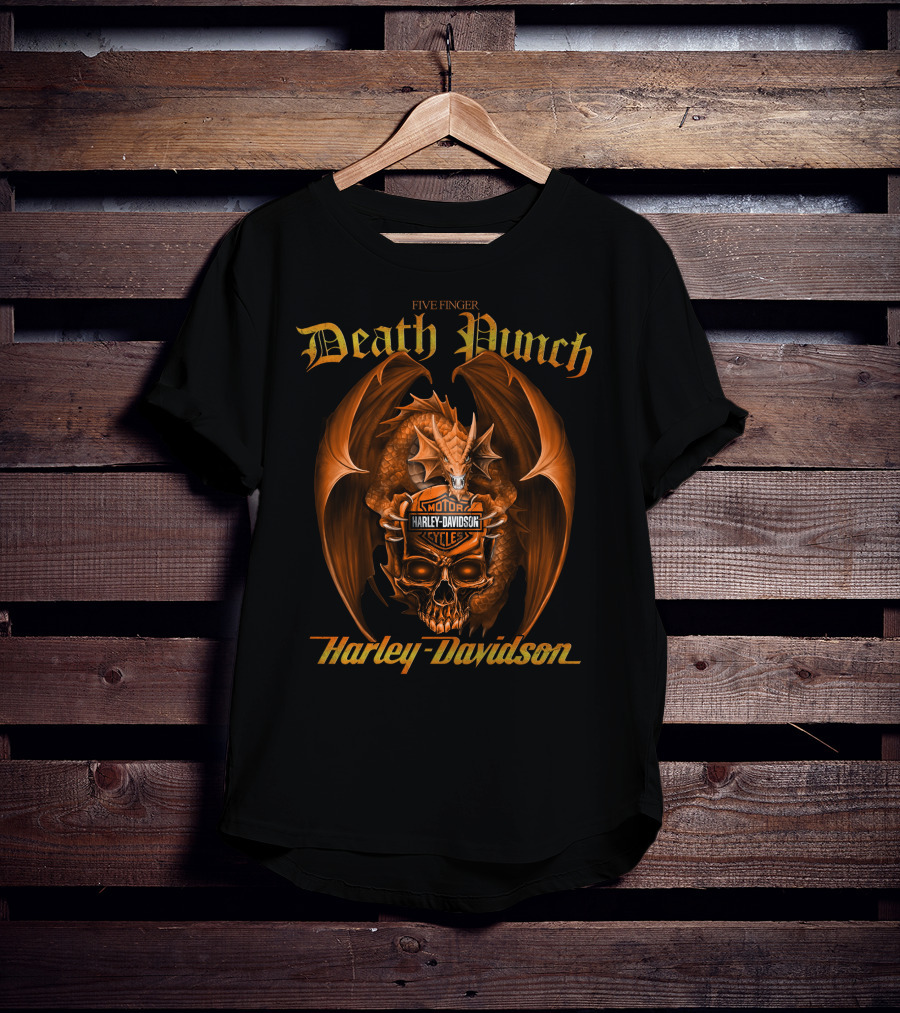 Five Finger Death Punch Harley Davidson Dragon Skull T-Shirt