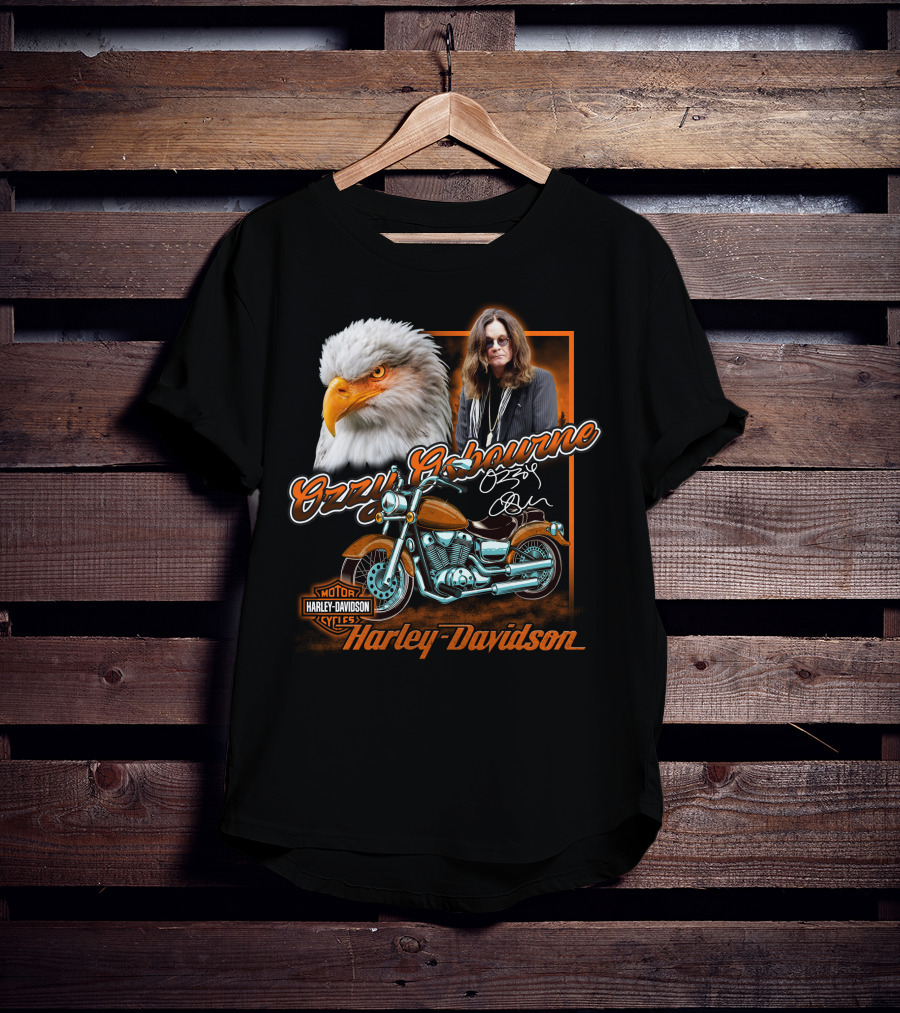 Ozzy Osbourne Harley Davidson Motorcycles Eagle And Motorcycle T-Shirt