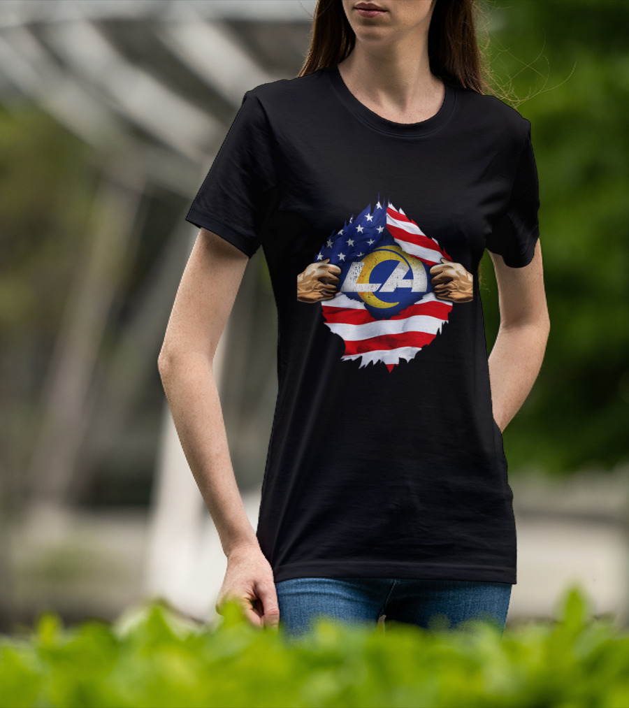 LA Rams American Flag Tear T-Shirt