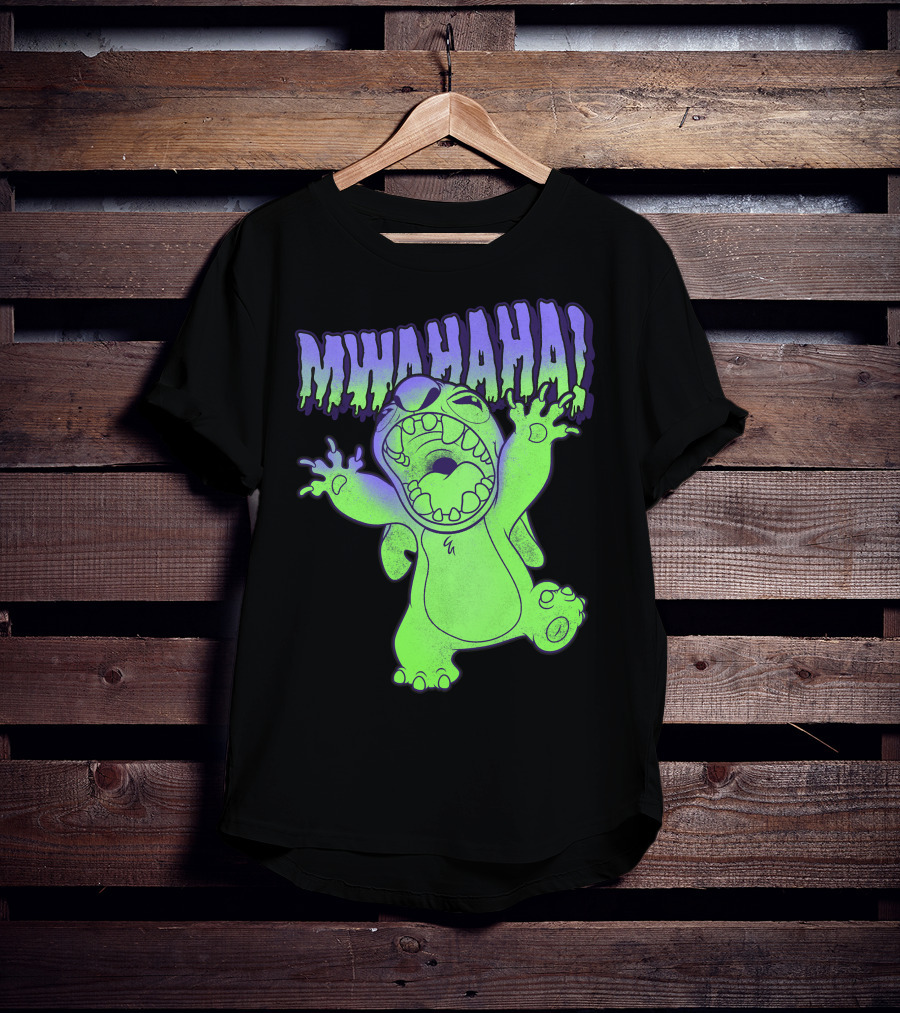Disney Stitch Halloween Mwahaha Green Glow T-Shirt