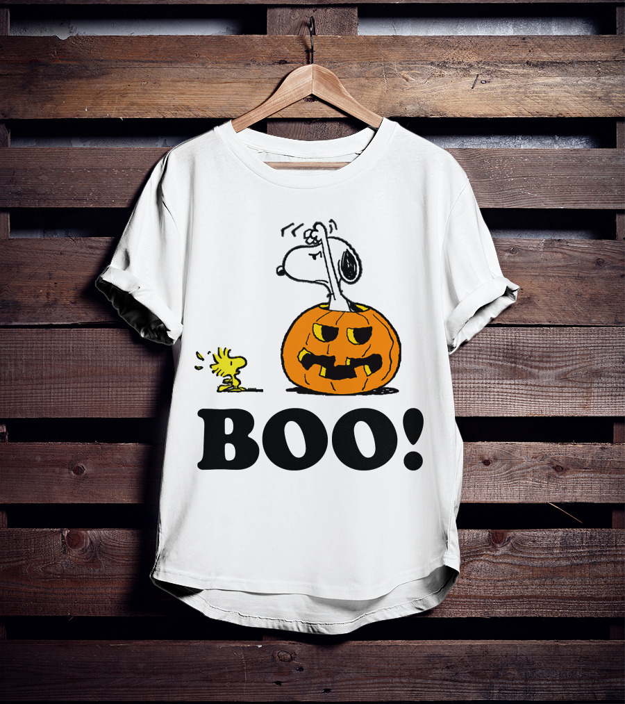 Snoopy Woodstock Halloween Pumpkin BOO T-Shirt