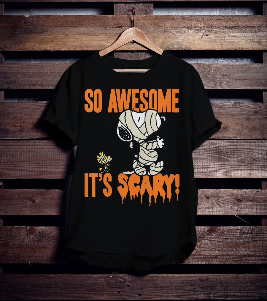 So Awesome It's Scary Halloween Snoopy Mummy T-Shirt