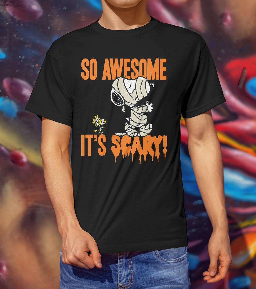 So Awesome It's Scary Halloween Snoopy Mummy T-Shirt