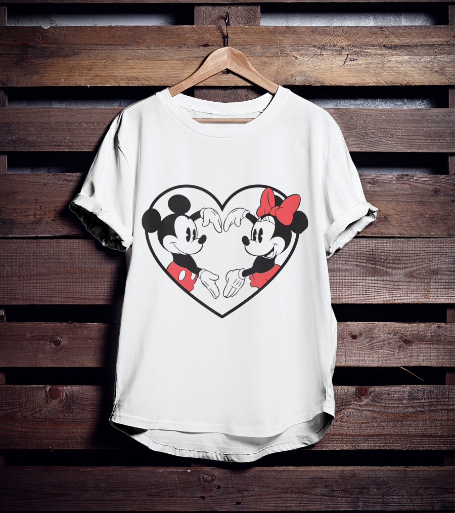 Mickey Minnie Heart Hands Love Gesture Iconic Couple T-Shirt