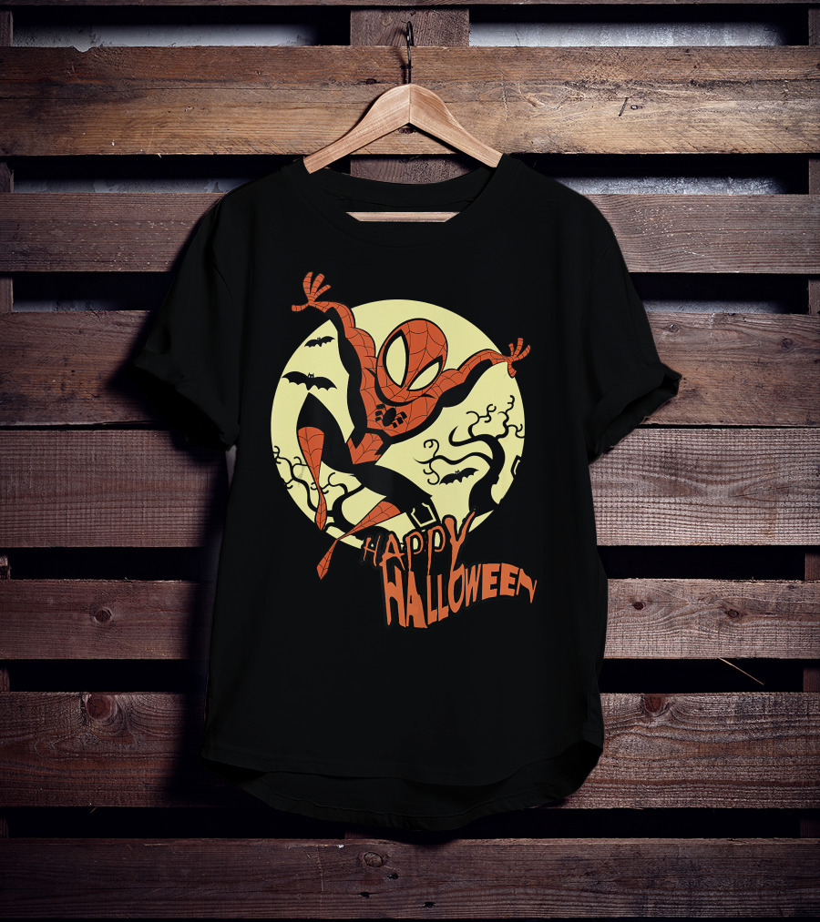 Spider Man Happy Halloween Moonlight T-Shirt