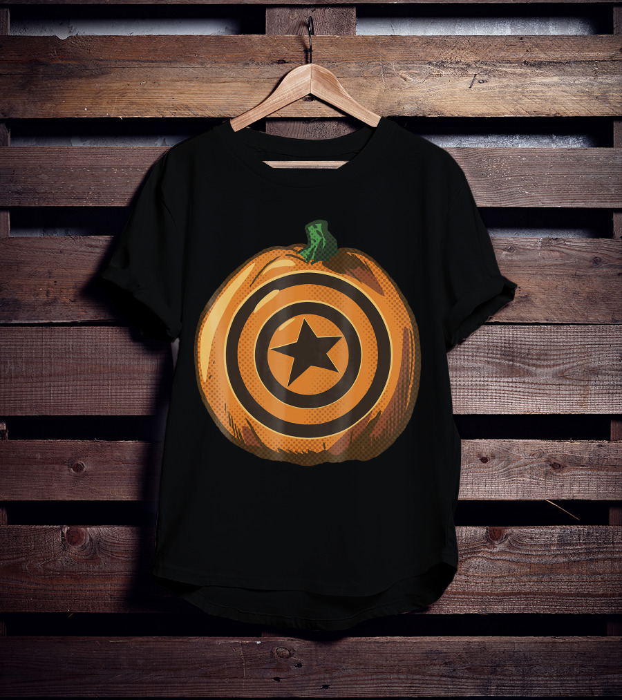 Capt America Shield Pumpkin Halloween T-Shirt