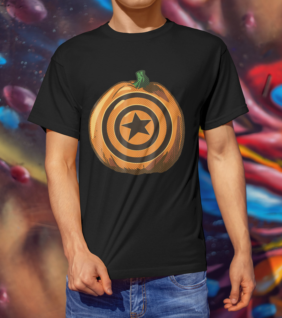 Capt America Shield Pumpkin Halloween T-Shirt