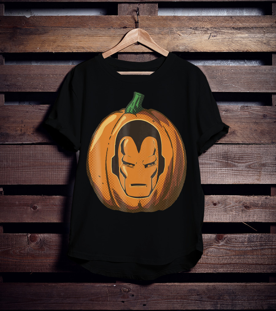 Iron Man Face Carved Halloween Pumpkin T-Shirt