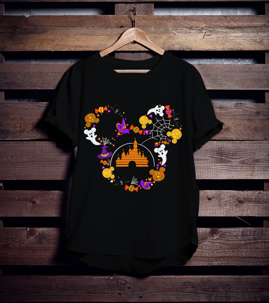 Halloween Witch Candy Ghost Castle Spooky Mouse Ears T-Shirt