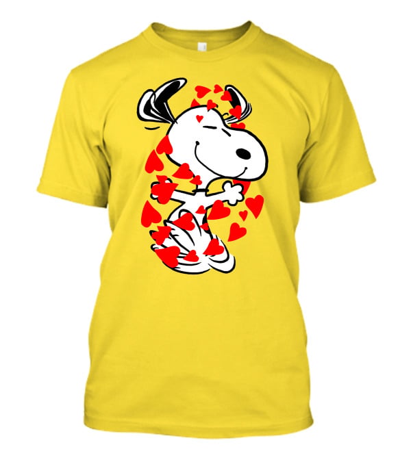 Snoopy Surrounded By Red Hearts Hugging Blissfully T-Shirt