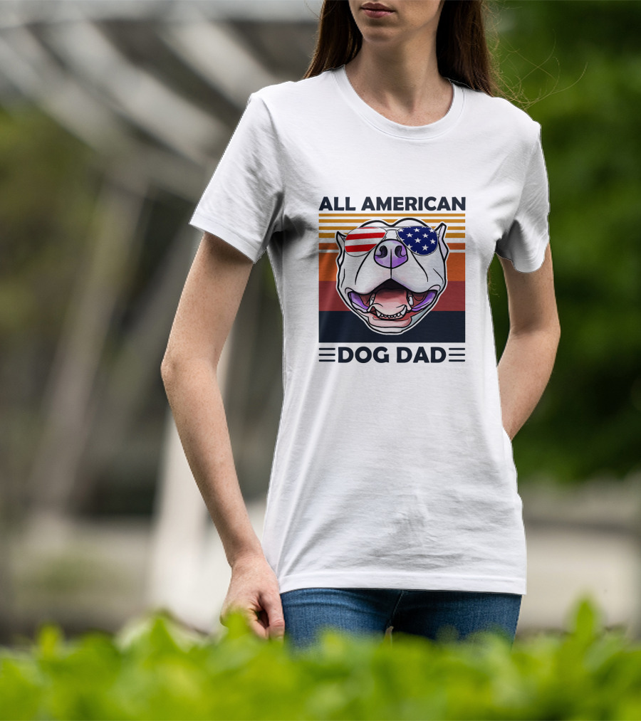 All American Dog Dad Patriotic Pitbull Eyewear T-Shirt