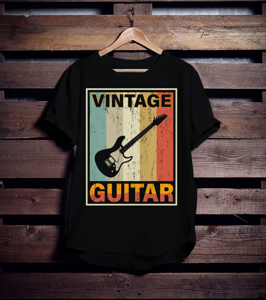 Vintage Guitar Retro Stripes Electric T-Shirt