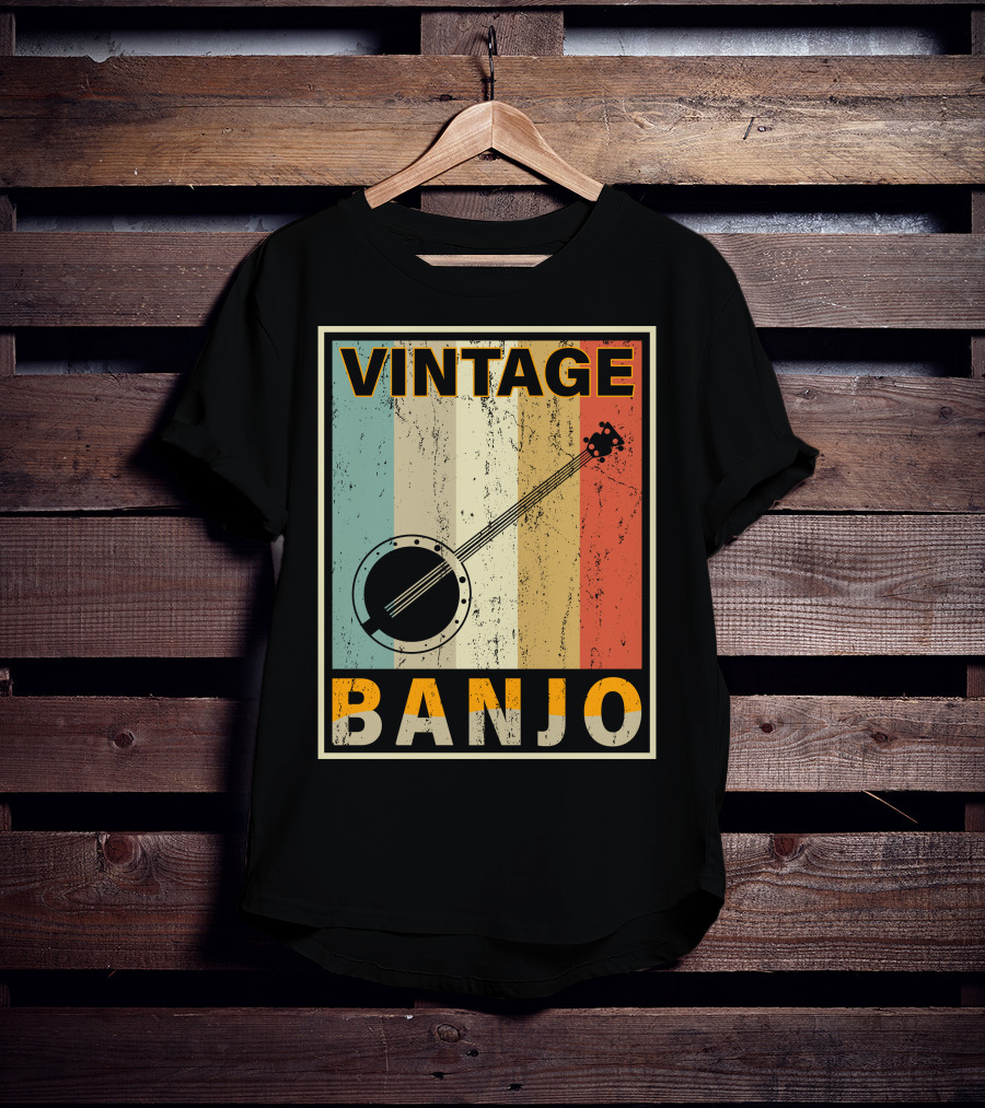Vintage Banjo Retro Stripes T-Shirt