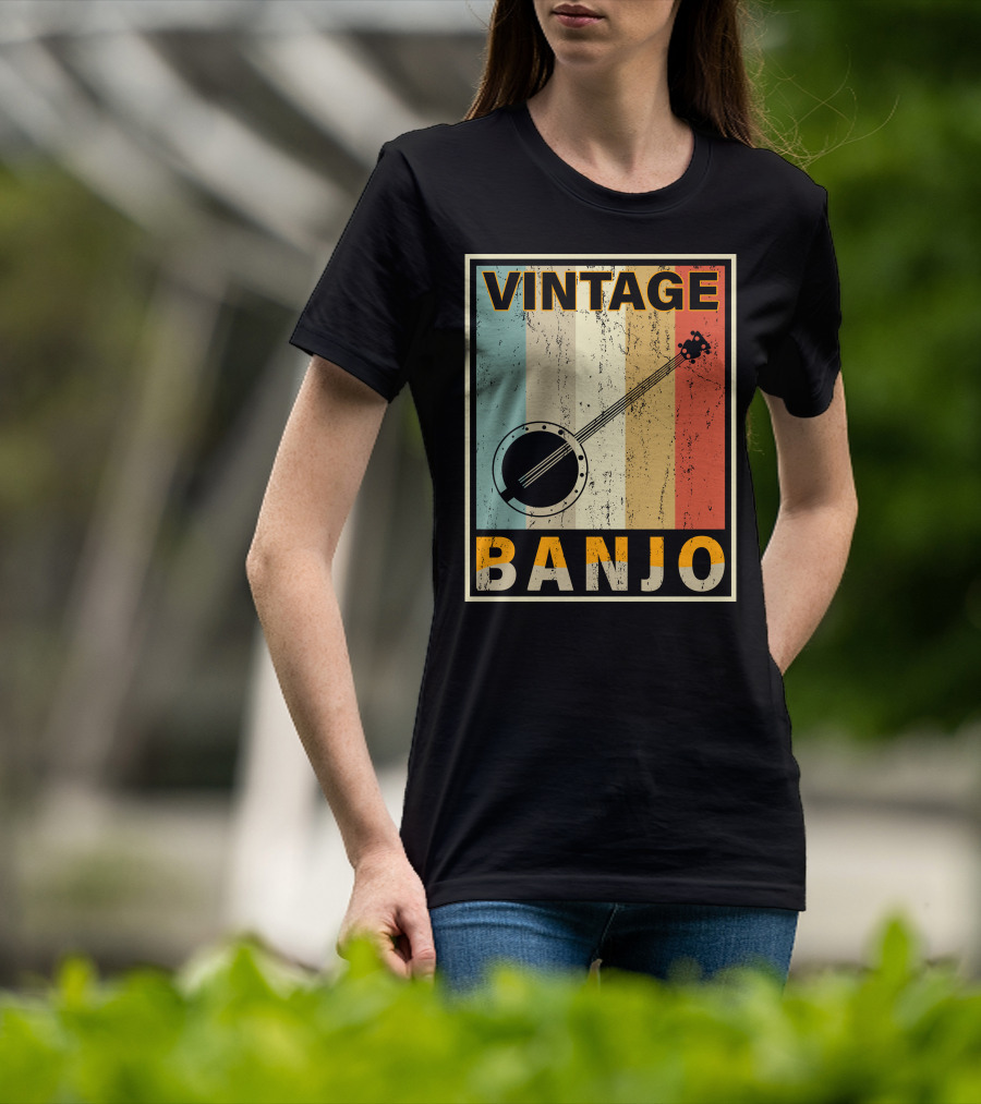 Vintage Banjo Retro Stripes T-Shirt