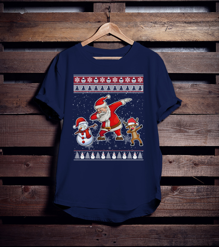Santa Dabbing Santa Claus Snowman Reindeer Christmas Dabing T-Shirt